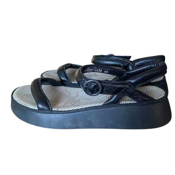 Fly London Ceto Platform Leather Sandals Black Mousse size 40 US 9-9.5 - Picture 5 of 9